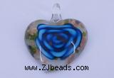 LP27 12*38*43mm heart inner flower lampwork glass pendants