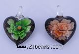 LP30 16*31*41mm heart inner flower lampwork glass pendants