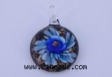 LP43 16*33*45mm flat round inner flower lampwork glass pendants