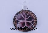 LP46 13*34*45mm flat round inner flower lampwork glass pendants