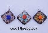 LP57 12*36*46mm diamond inner flower lampwork glass pendants