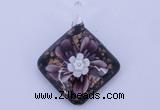 LP58 12*38*48mm diamond inner flower lampwork glass pendants