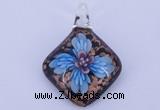 LP64 14*32*53mm diamond inner flower lampwork glass pendants