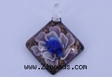 LP65 12*38*48mm diamond inner flower lampwork glass pendants