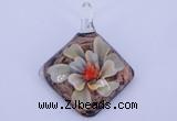 LP67 12*38*48mm diamond inner flower lampwork glass pendants