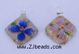 LP68 12*38*48mm diamond inner flower lampwork glass pendants