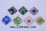 LP70 12*38*48mm diamond inner flower lampwork glass pendants