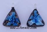 LP71 11*32*44mm triangle inner flower lampwork glass pendants