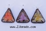 LP72 11*33*47mm triangle inner flower lampwork glass pendants