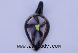 LP81 11*27*57mm leaf inner flower lampwork glass pendants