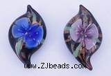 LP85 14*27*50mm leaf inner flower lampwork glass pendants