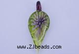 LP89 11*26*65mm leaf inner flower lampwork glass pendants