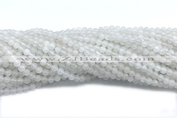 MOON05 15 inches 4mm round white moonstone gemstone beads