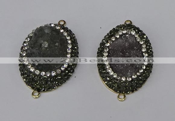 NGC1144 25*35mm oval druzy agate connectors wholesale