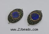 NGC1164 25*35mm oval lapis lazuli gemstone connectors wholesale