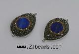 NGC1165 25*35mm teardrop lapis lazuli gemstone connectors wholesale