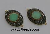 NGC1175 25*35mm oval Australia chrysoprase connectors wholesale