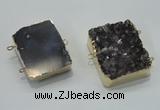 NGC120 30*40mm - 35*45mm rectangle druzy amethyst connectors