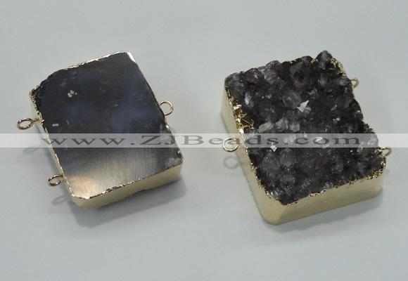 NGC120 30*40mm - 35*45mm rectangle druzy amethyst connectors