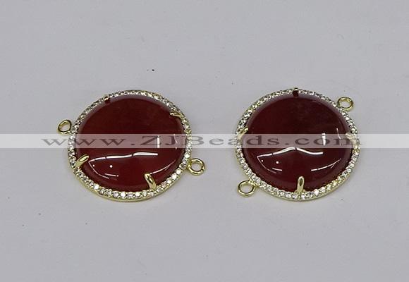 NGC1215 30mm flat round agate gemstone connectors wholesale