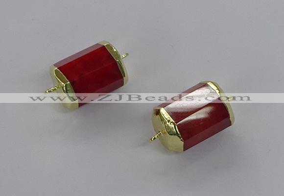 NGC1263 15*20mm faceted tube agate gemstone connectors wholesale