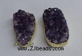 NGC1323 35*50mm - 40*60mm freeform druzy amethyst connectors