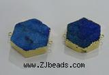 NGC1331 30*30mm - 35*35mm hexagon druzy agate connectors