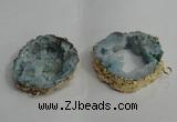 NGC139 30*40mm - 35*45mm freeform plated druzy agate connectors