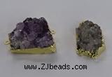 NGC1436 20*25mm - 25*30mm freeform druzy amethyst connectors