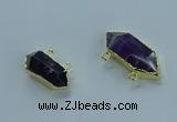 NGC1453 10*24mm - 14*35mm hexagon amethyst connectors wholesale