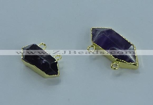 NGC1453 10*24mm - 14*35mm hexagon amethyst connectors wholesale