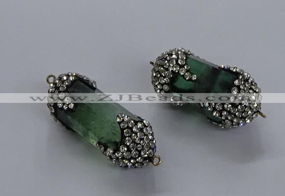 NGC1463 15*40mm - 15*45mm faceted nuggets green fluorite connectors