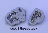 NGC1472 28*35mm - 40*45mm freeform plated druzy agate connectors