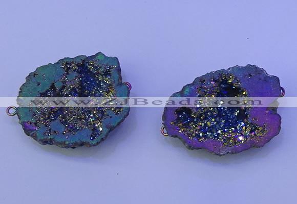 NGC1476 28*35mm - 40*45mm freeform plated druzy agate connectors