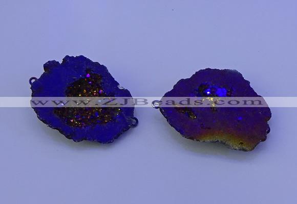 NGC1477 28*35mm - 40*45mm freeform plated druzy agate connectors