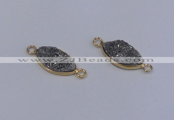 NGC1515 10*18mm marquise druzy quartz gemstone connectors wholesale