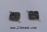 NGC1537 18*18mm diamond druzy quartz gemstone connectors wholesale