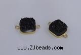 NGC1544 15*15mm square druzy quartz gemstone connectors wholesale