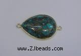 NGC1553 22*30mm teardrop turquoise & pyrite gemstone connectors