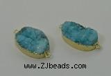 NGC1577 18*25mm - 18*28mm oval druzy quartz connectors wholesale