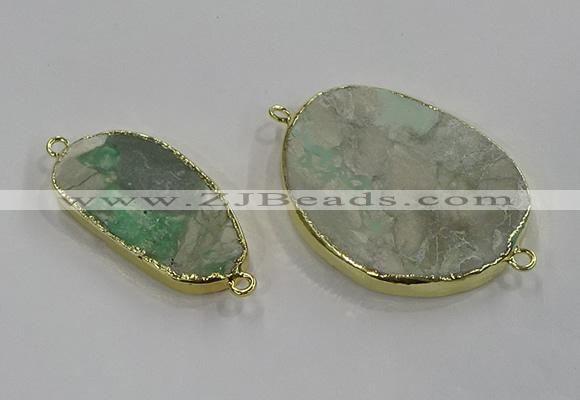 NGC1710 18*25mm - 30*40mm freeform green gemstone connectors