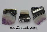 NGC1723 30*45mm - 35*55mm freeform druzy amethyst connectors