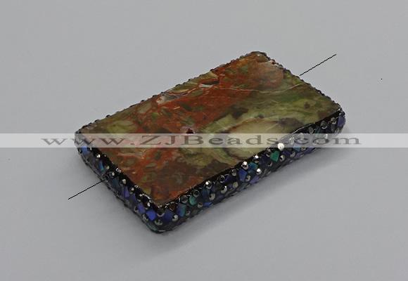 NGC1767 40*60mm rectangle ocean agate connectors wholesale