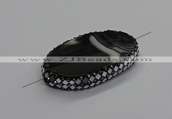 NGC1780 35*55mm oval agate gemstone connectors wholesale