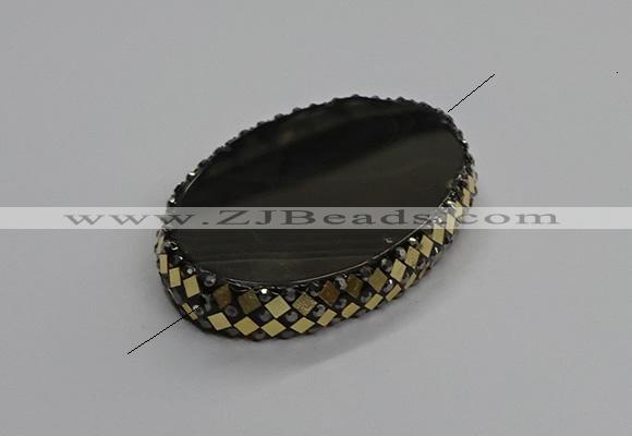 NGC1781 35*55mm oval agate gemstone connectors wholesale