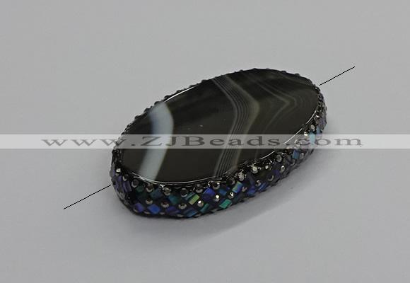 NGC1782 35*55mm oval agate gemstone connectors wholesale