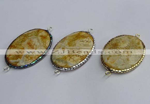 NGC1823 35*50mm oval agate gemstone connectors wholesale