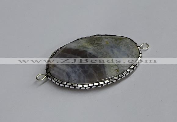 NGC1825 35*50mm oval agate gemstone connectors wholesale