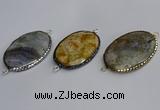 NGC1829 35*50mm oval agate gemstone connectors wholesale