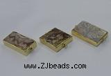 NGC1847 20*40mm - 30*45mm rectangle crazy lace agate connectors